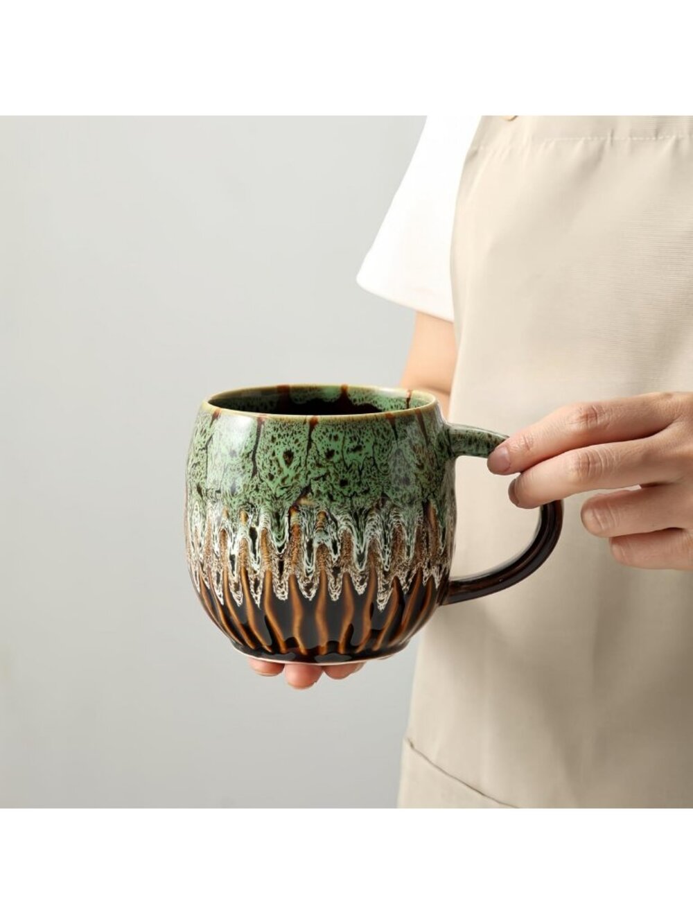 Oversized Green Ceramic Coffee Mug - 20oz Tea Cup, Microwave & Dishwasher Safe